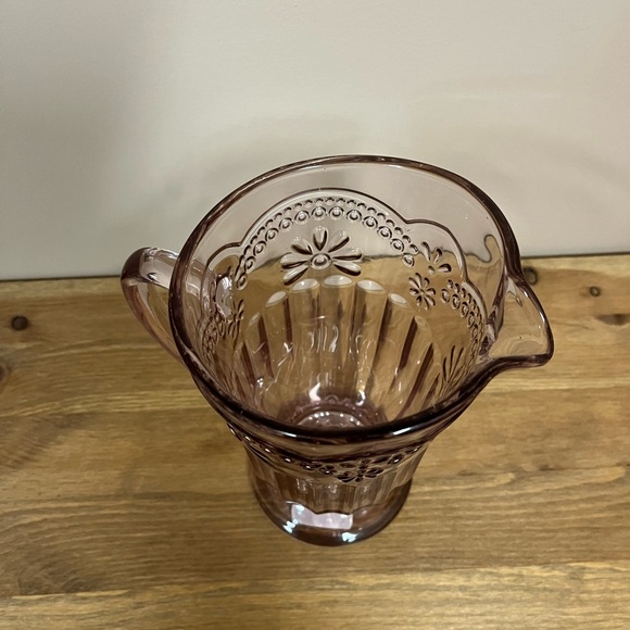 BRAND NEW - Pink Vintage-Inspired Floral Pedestal Pitcher - Picture 3 of 3